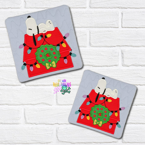 DIGITAL DOWNLOAD Applique Holiday Dog House Mug Rug 5 SIZES INCLUDED