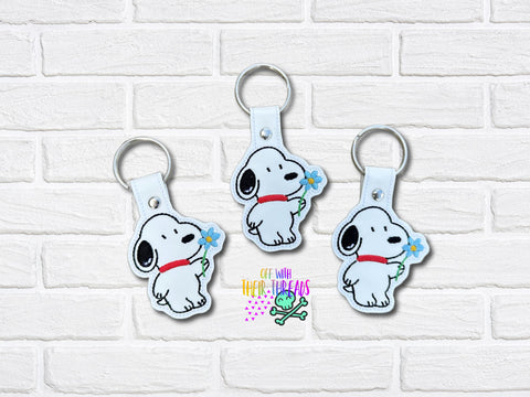 DIGITAL DOWNLOAD Flower Pup Snap Tab Key Chain