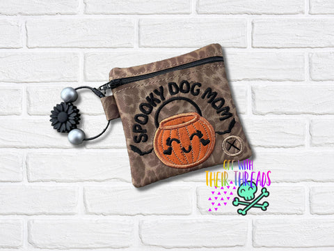 DIGITAL DOWNLOAD 5x5 Applique Spooky Dog Mom Mum Dog Poo Bag Holder Halloween