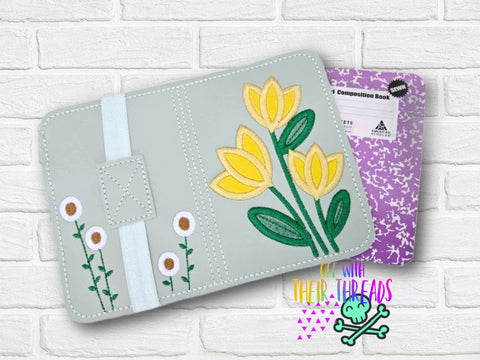 DIGITAL DOWNLOAD 5x7 Applique Spring Flower Mini Composition Notebook Cover