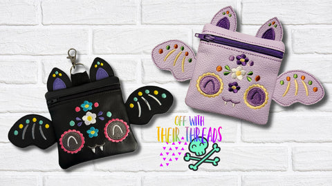 DIGITAL DOWNLOAD Sugar Skull Bat Bag Set 3 SIZES INCLUDED 4x4 Friendly