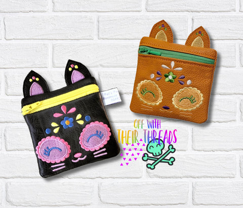 DIGITAL DOWNLOAD Sugar Skull Kitty Bag Set 3 SIZES INCLUDED 4x4 Friendly