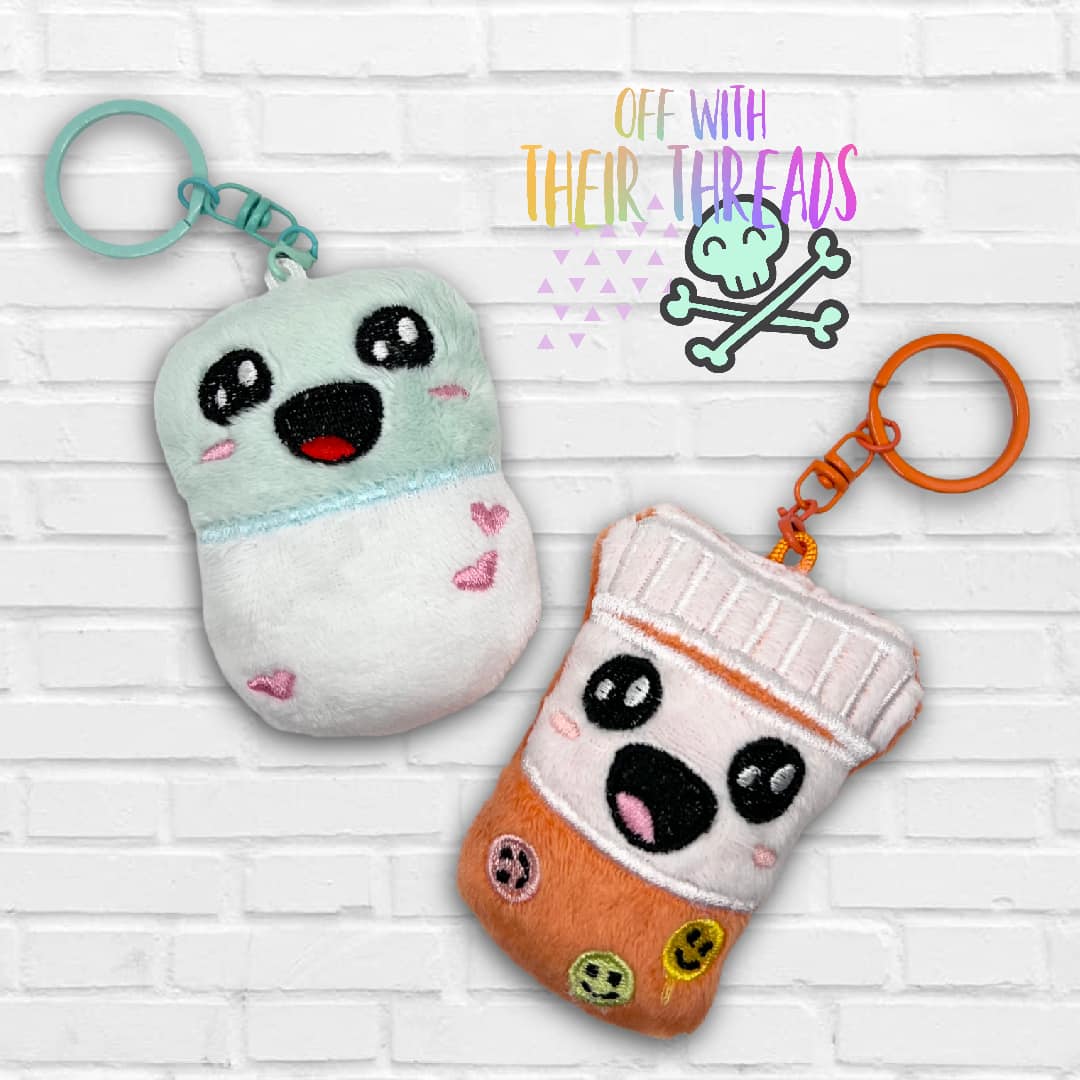 Thread Squishy DIGITAL DOWNLOAD Applique Take Your Meds Key Chain Squishy Plush Set 2 ...
