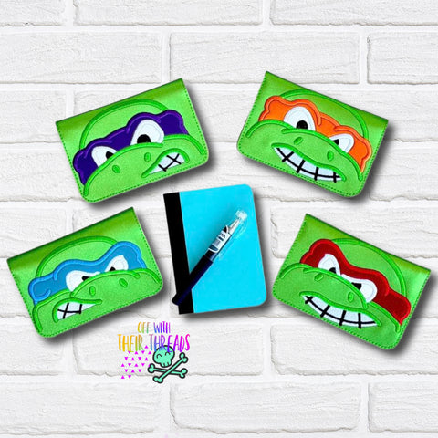 DIGITAL DOWNLOAD 5x7  Applique Ninja Turtle Mini Composition Notebook Cover Set