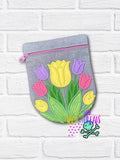 DIGITAL DOWNLOAD Applique Tulip Clutch Applique Zipper Bag Lined and Unlined