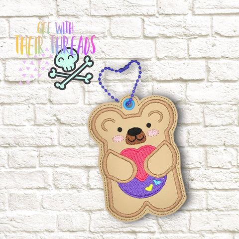 DIGITAL DOWNLOAD Valentine Heart Bear Bag Tag Bookmark Ornament