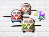 DIGITAL DOWNLOAD Applique Vintage Bus Van Hair Holder Bun Cover