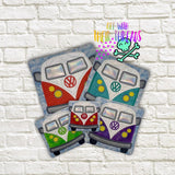 DIGITAL DOWNLOAD Applique Vintage Bus Mug Rug Set 6 SIZES INCLUDED ENVELOPE AND TURN HOLE CLOSURES