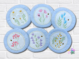 DIGITAL DOWNLOAD Applique Wildflower Quilted Coaster Bundle 2 SIZES INCLUDED ENVELOPE