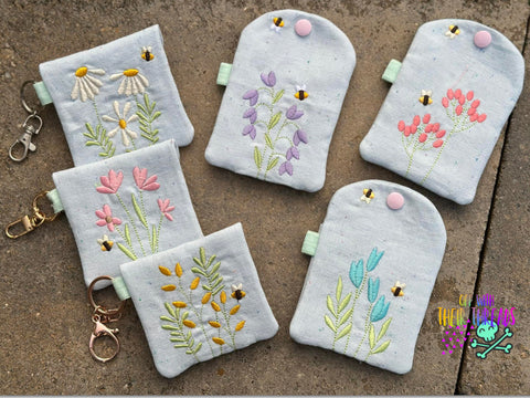 DIGITAL DOWNLOAD Wildflower Coin Pouch Bundle 6 DESIGNS INCLUDED