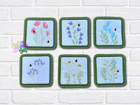 DIGITAL DOWNLOAD Wildflower Applique Coaster Bundle
