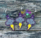 DIGITAL DOWNLOAD Applique Storm Thunder Cloud Snap Tab Key Chain