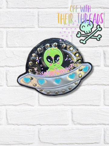 DIGITAL DOWNLOAD Applique Shaker UFO Alien Martian Panel Add On For ITH Round Rivet Bag 4 SIZES INCLUDED