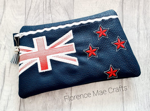 DIGITAL DOWNLOAD New Zealand Flag Clutch Applique Lined and Unlined Options