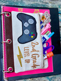 DIGITAL DOWNLOAD ITH Pencil Pouch Second Grade Level Up Applique Binder Bag 4 Sizes Included
