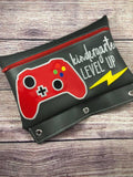 DIGITAL DOWNLOAD ITH Pencil Pouch Kindergarten Level Up Applique Binder Bag 4 Sizes Included