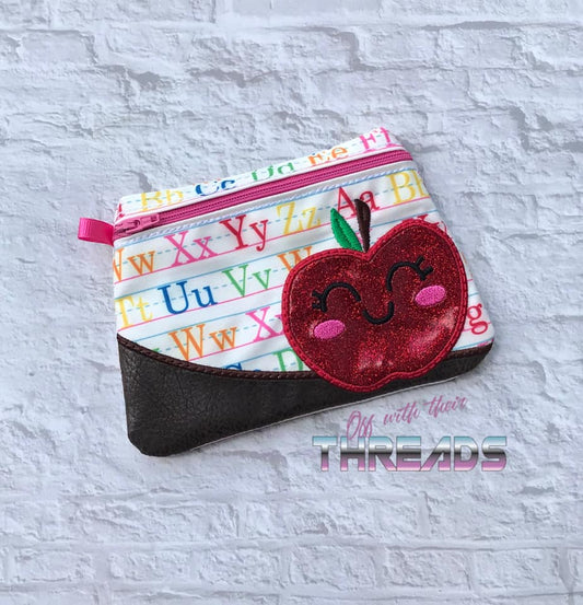 DIGITAL DOWNLOAD Apple Clutch Applique Zipper Bag Lined and Unlined