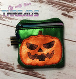 DIGITAL DOWNLOAD 4x4 Applique Jack O Lantern Zipper Bag Lined and Unlined Options Included