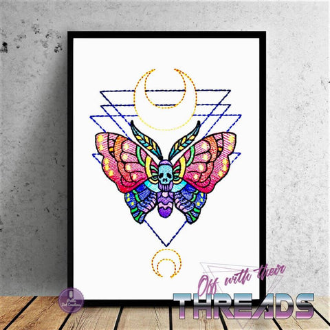 DIGITAL DOWNLOAD Death Moth Sketch Embroidery Design 4 SIZES INCLUDED