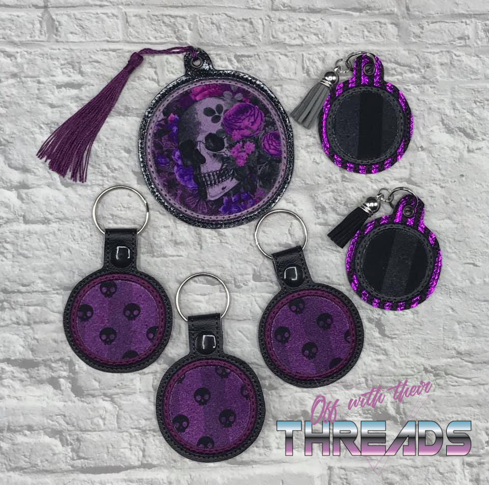 DIGITAL DOWNLOAD Circle Applique ITH Set Snap Tab Eyelet Bookmark Ornament Charm
