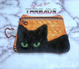 DIGITAL DOWNLOAD Black Cat Clutch Applique Zipper Bag Lined and Unlined