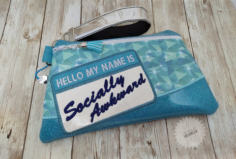 DIGITAL DOWNLOAD Socially Awkward Clutch Applique Zipper Bag Lined and Unlined