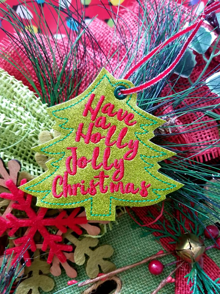 DIGITAL DOWNLOAD Holly Jolly Christmas Tree Ornament Gift Tag