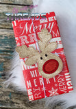 DIGITAL DOWNLOAD Rudolph Reindeer Ornament Gift Tag Applique