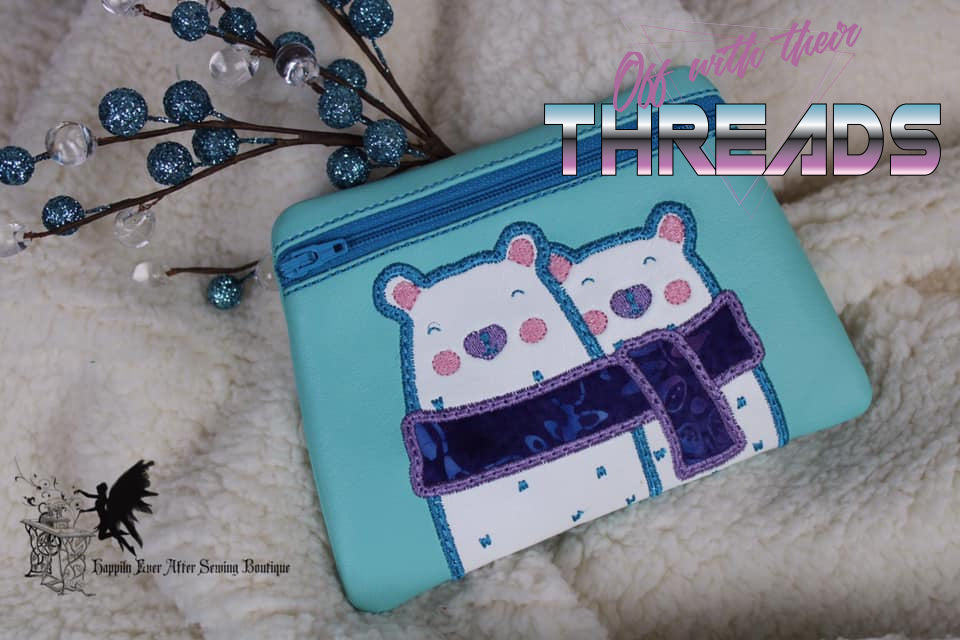 DIGITAL DOWNLOAD Cozy Bears Clutch Applique Zipper Bag Lined and Unlined