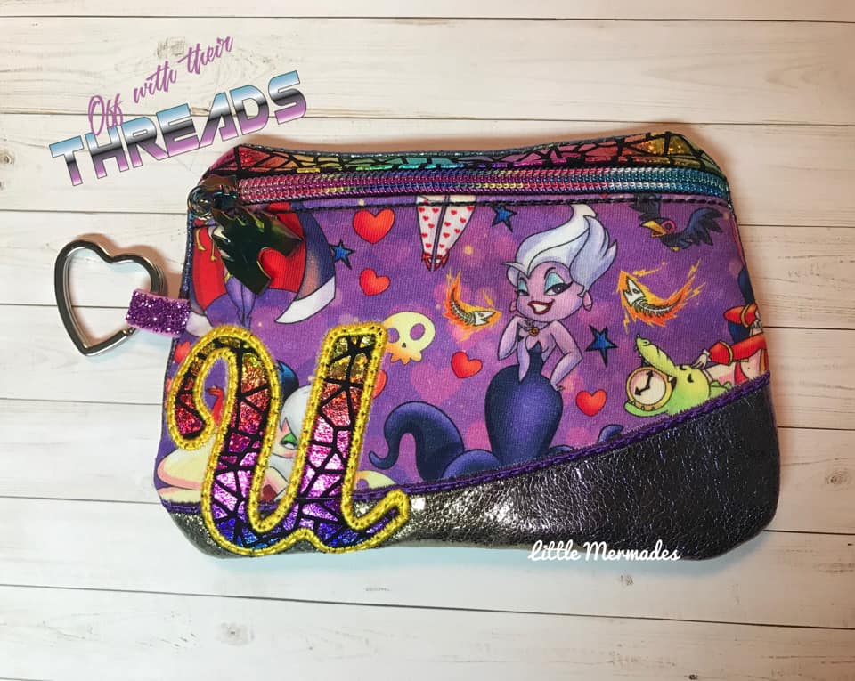 DIGITAL DOWNLOAD Letter U Clutch Applique Zipper Bag Lined and Unlined Alphabet