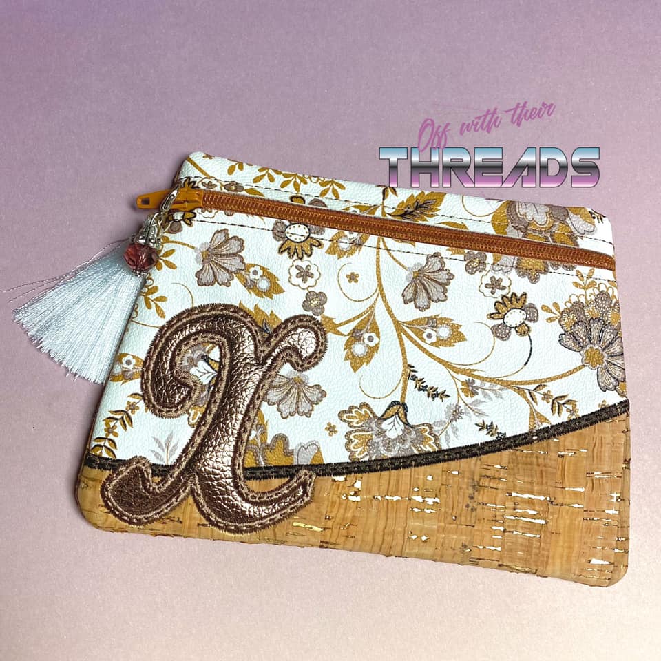 DIGITAL DOWNLOAD Letter X Clutch Applique Zipper Bag Lined and Unlined Alphabet