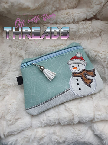 DIGITAL DOWNLOAD Snowman Clutch Applique Zipper Bag Lined and Unlined
