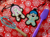 DIGITAL DOWNLOAD Naughty Gingerbread Couple Ornament Set Eat Me Applique