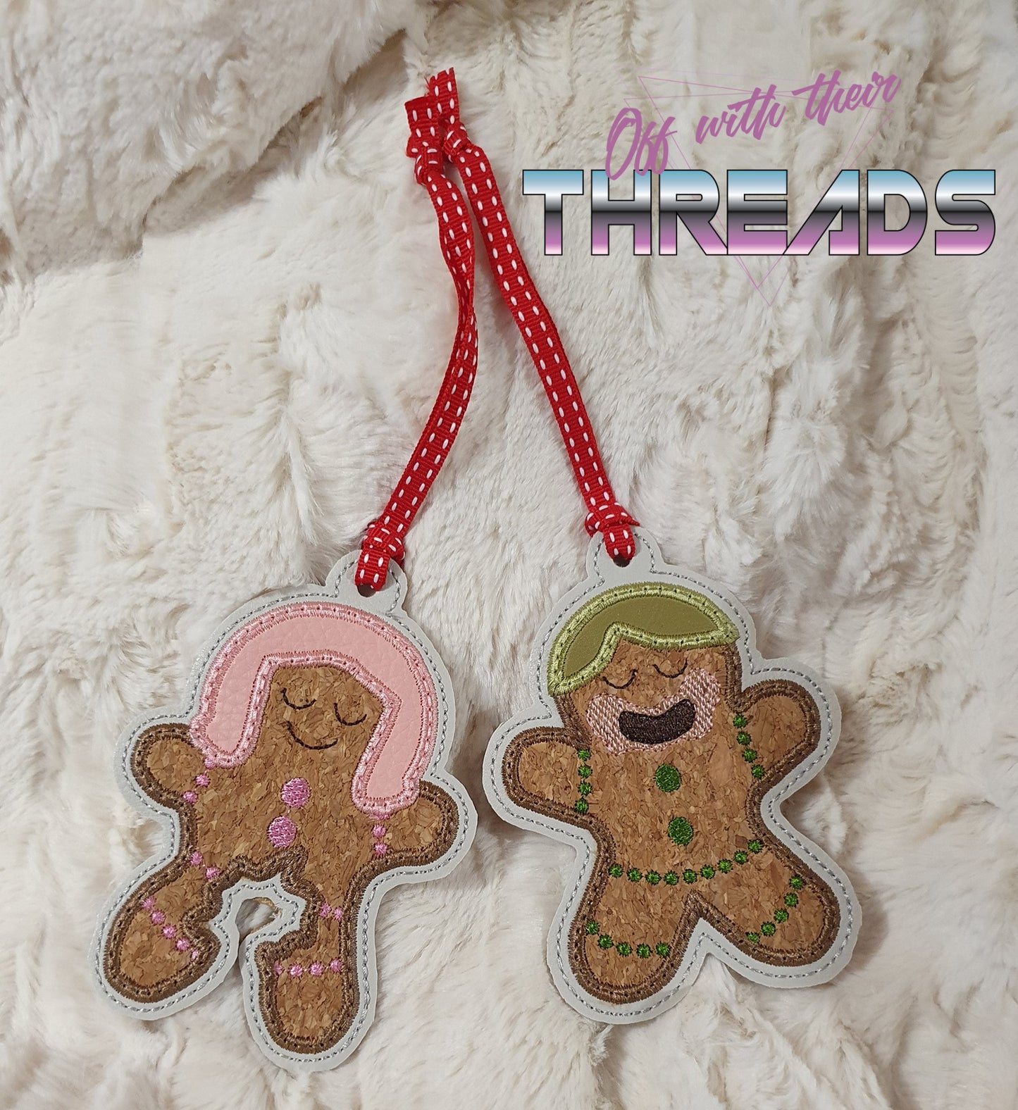 DIGITAL DOWNLOAD Naughty Gingerbread Couple Ornament Set Eat Me Applique