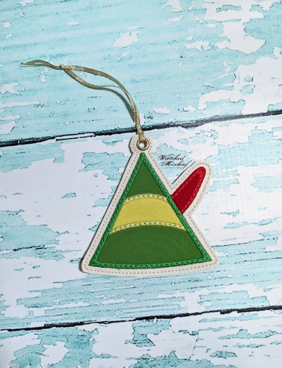DIGITAL DOWNLOAD Applique Elf Hat Ornament Gift Tag