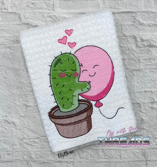 DIGITAL DOWNLOAD Cactus and Balloon Friends Sketch Design 7 SIZES INCLUDED