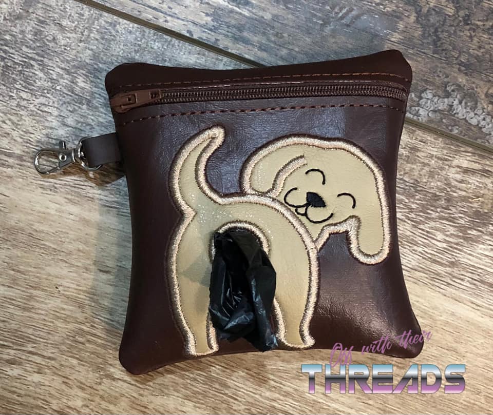 DIGITAL DOWNLOAD 5x5 ITH Labrador Retriever Dog Poo Zipper Bag Lined and Unlined
