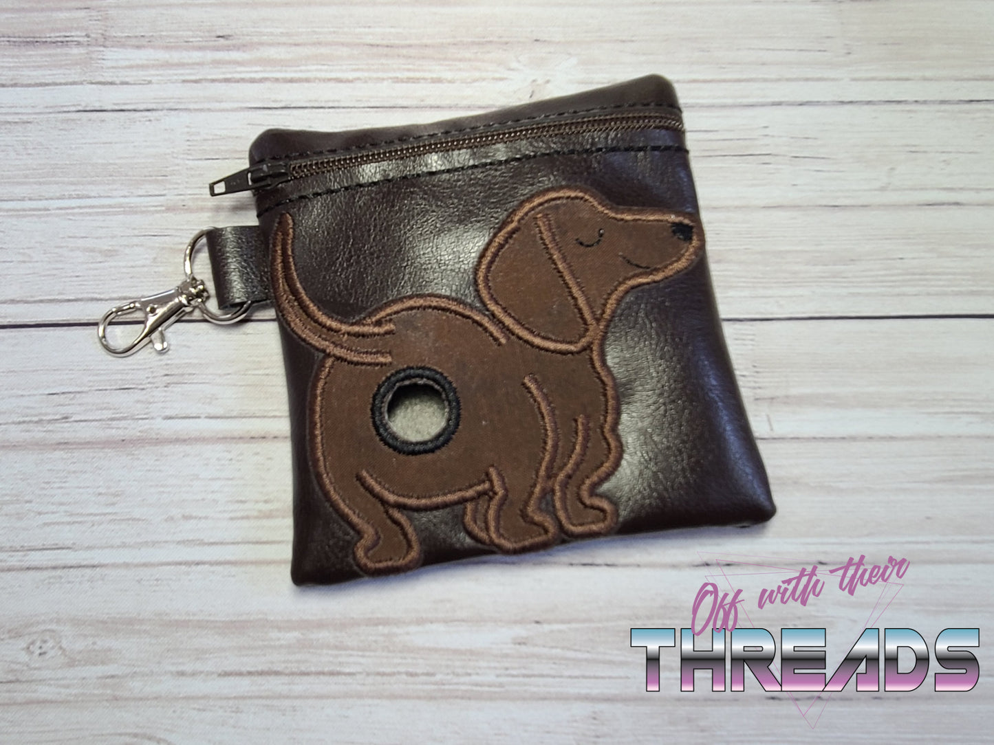 DIGITAL DOWNLOAD 5x5 ITH Dachshund Doxie Dog Poo Zipper Bag Lined and Unlined