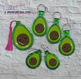 DIGITAL DOWNLOAD Avocado Applique Bundle Snap Tab Charm Bookmark Ornament Gift Tag Eyelet