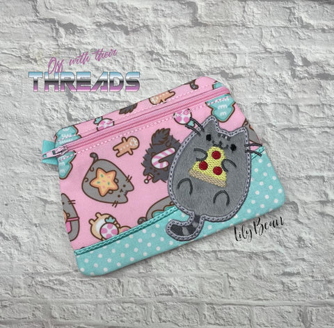 DIGITAL DOWNLOAD Pizza Kitty Clutch Zippered Bag Lined and Unlined