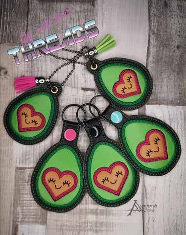 DIGITAL DOWNLOAD Heart Avocado Applique Bundle Snap Tab Charm Bookmark Ornament Gift Tag Eyelet