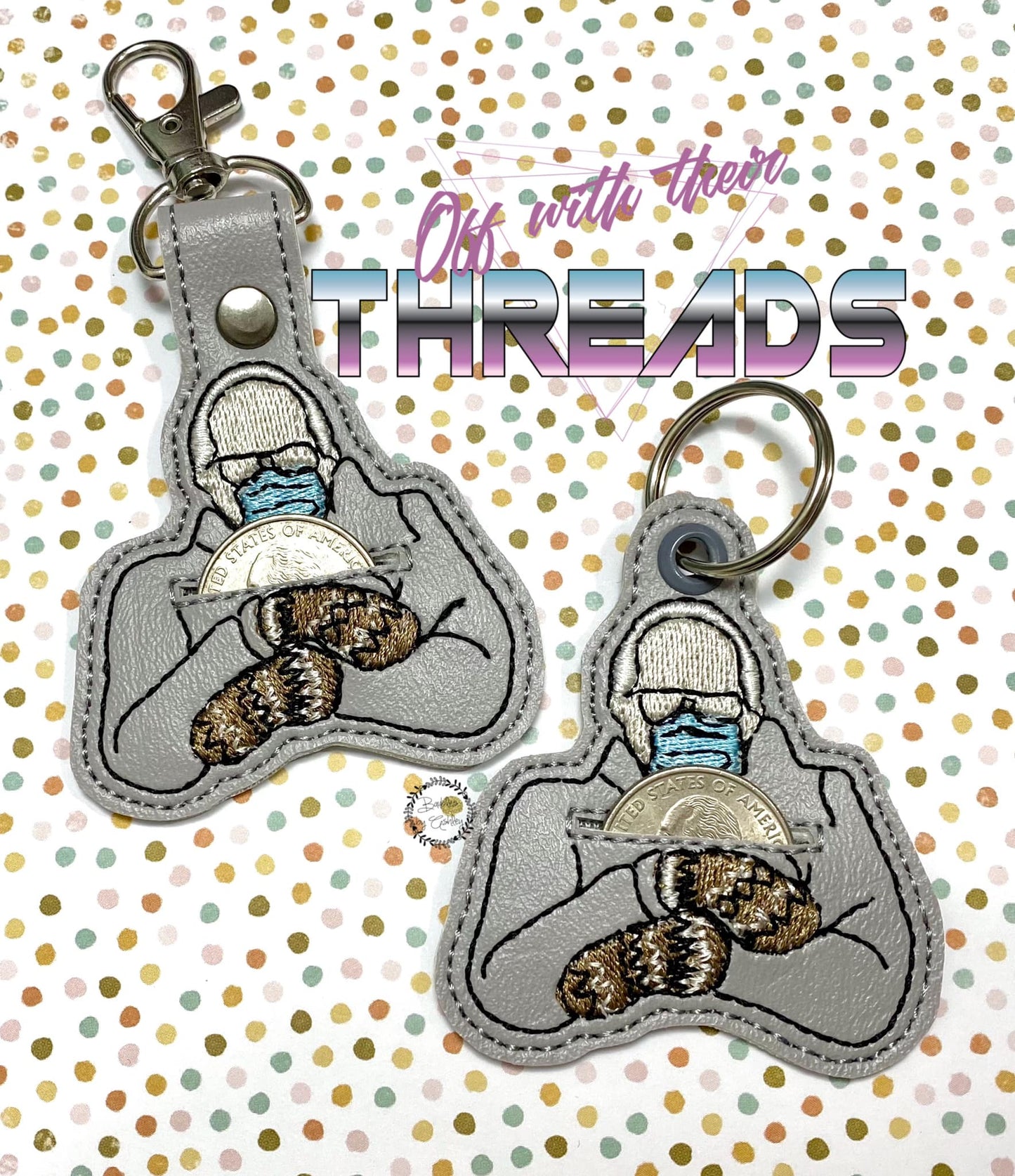 4x4 DIGITAL DOWNLOAD Bernie Mittens Quarter Keeper Snap Tab and Eyelet Set