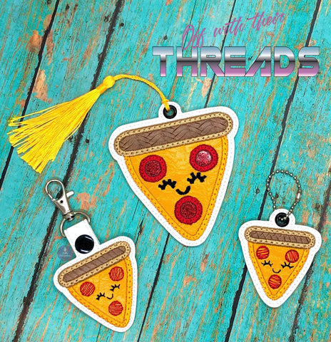 DIGITAL DOWNLOAD Pizza Applique Bundle Snap Tab Charm Bookmark Ornament Gift Tag Eyelet