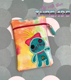 DIGITAL DOWNLOAD Voodoo Doll Applique Zipper Bag Lined and Unlined