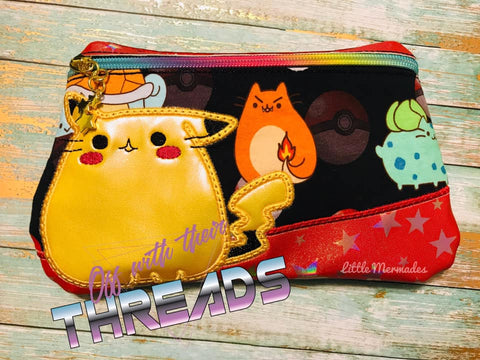 DIGITAL DOWNLOAD Poke Kitty Clutch Applique Zipper Bag Lined and Unlined