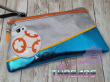 DIGITAL DOWNLOAD Orange Robot Balloon Clutch Applique Zipper Bag Lined and Unlined
