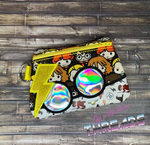 DIGITAL DOWNLOAD Wizard Glasses Clutch Applique Zipper Bag Lined and Unlined