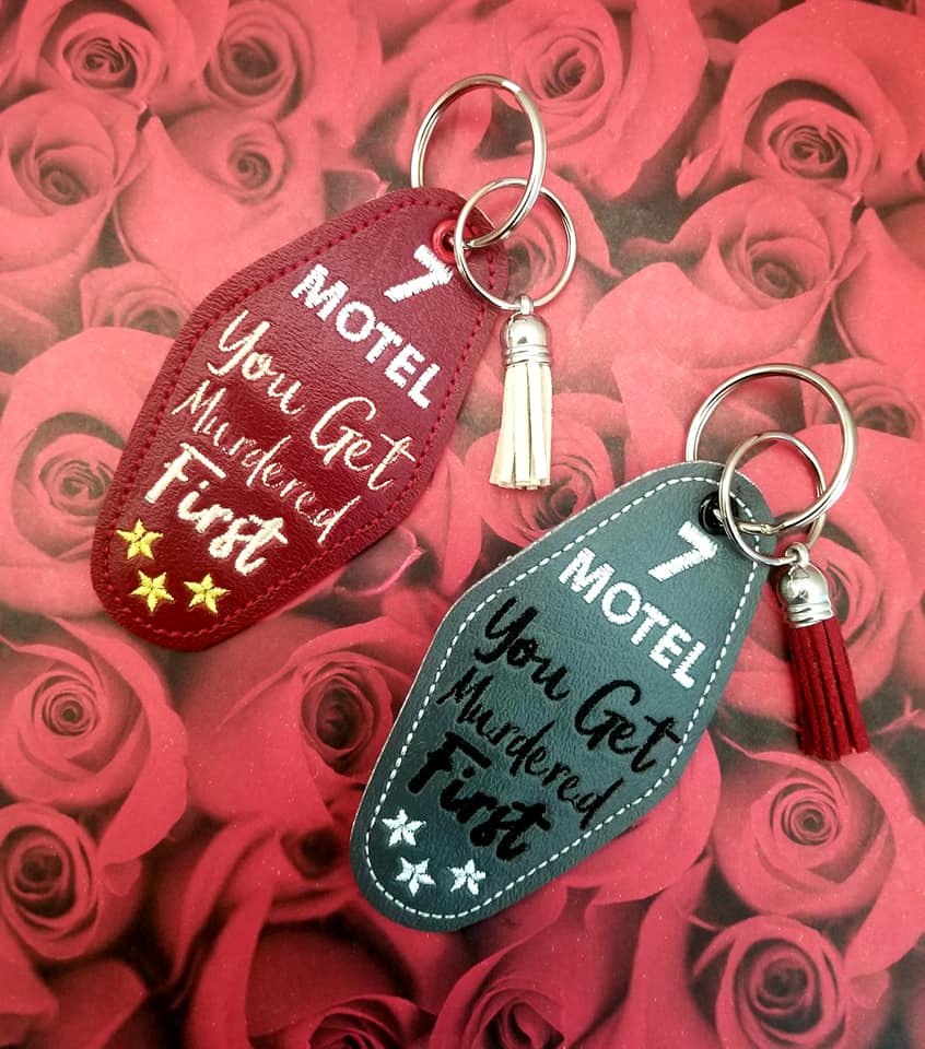 DIGITAL DOWNLOAD Schitt's Creek You Get Murdered First Vintage Motel Eyelet Keychain