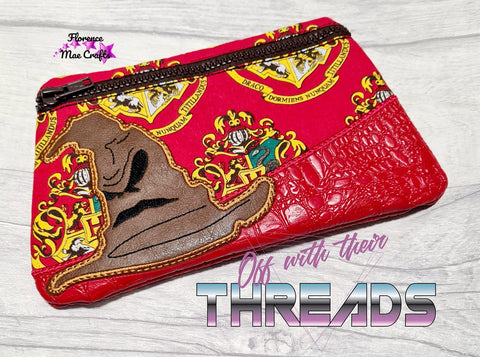 DIGITAL DOWNLOAD Applique Sorting Hat Clutch Zippered Bag Lined and Unlined Options Included