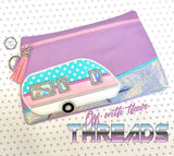 DIGITAL DOWNLOAD Applique Camper Clutch Zipper Bag Lined and Unlined